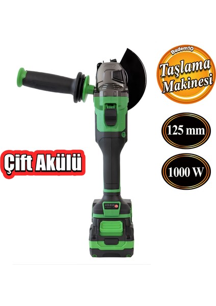 Haıs Pro JM-125A Çift Akülü 6 Kademeli Taşlama Makinesi 125 mm 1000 Watt 21V Dc 4.0AH