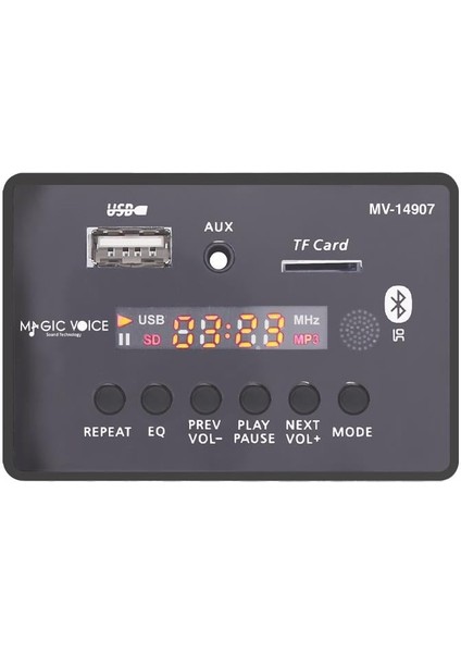 MV-14907 Usb/sd/mıc/aux/bluetooth Kumandalı Ekranlı Oto Teyp Çevirici Dijital Player Board