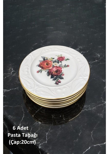 Rose 9 Parça Seramik Fanuslu Pasta Sunum Tabağı Seti fiyatları