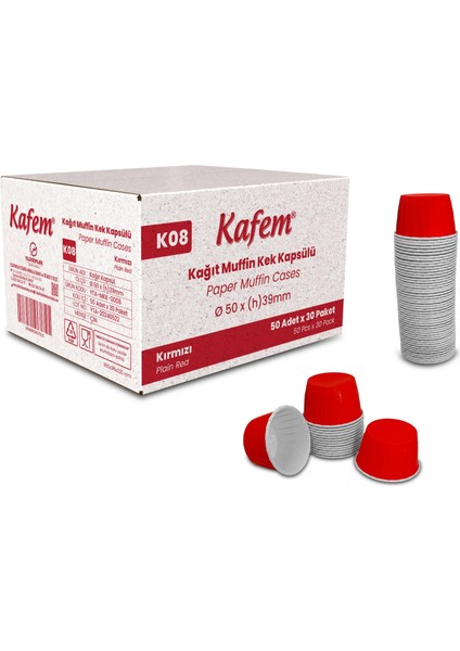 Kırmızı Muffin Kek Kapsülü 50'li x 30 Paket (Koli)