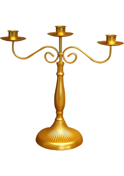 Vintage Iron Candlestick Table Decoration 3-Head Style (Yurt Dışından)