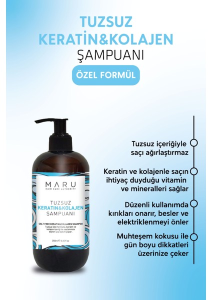 Tuzsuz Keratin ve Kolajen Bağ Onarıcı Bakım Şampuan 250 ml