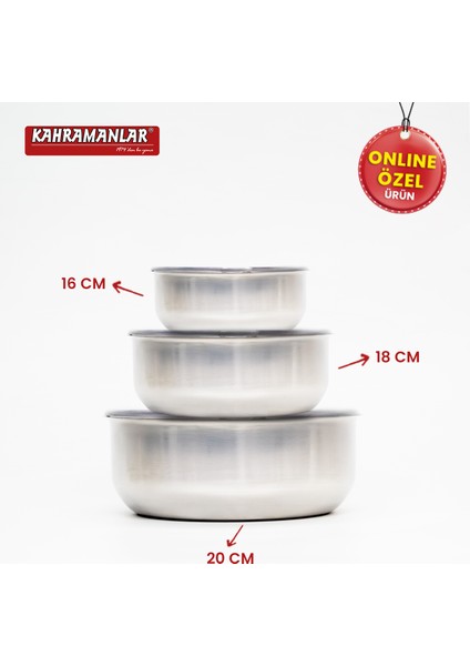 Chef Box 3’lü Çelik Saklama Kabı 6 Parça