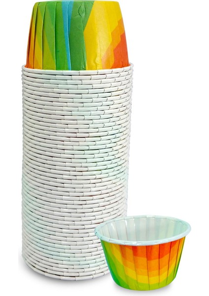 Gökkuşağı Renkli Muffin Kek Kapsülü 50'li x 5 Paket