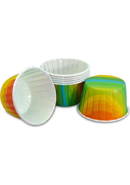 Gökkuşağı Renkli Muffin Kek Kapsülü 50'li x 5 Paket