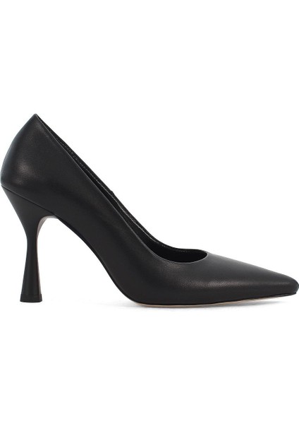 Kadın Siyah Yüksek Ince Topuklu Deri Stiletto