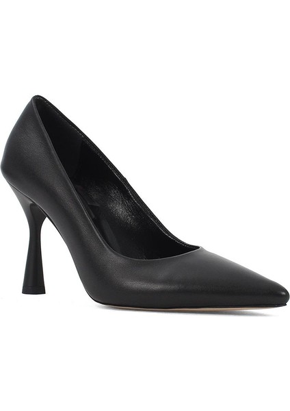 Kadın Siyah Yüksek Ince Topuklu Deri Stiletto
