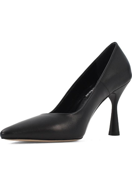 Kadın Siyah Yüksek Ince Topuklu Deri Stiletto