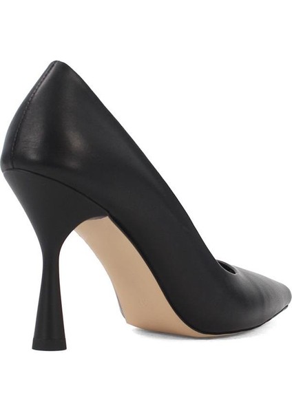 Kadın Siyah Yüksek Ince Topuklu Deri Stiletto