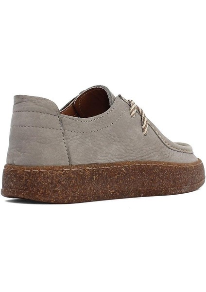 Kadın Gri Bağcıklı Kalın Tabanlı Nubuk Deri Ayakkabı indirimleri