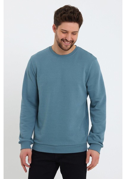 Erkek Oversize Uzun Kol Sıfır Yaka SWEATSHIRT-7096