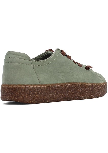 Kadın Yeşil Bağcıklı Kalın Tabanlı Nubuk Deri Ayakkabı indirimleri