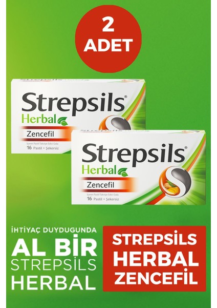 Herbal Zencefil Aromalı 16 Pastil 2 Adet