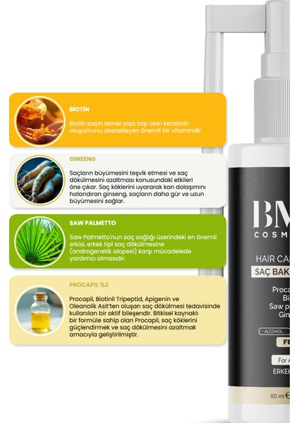 Saç Bakım Spreyi 60 Ml ( Procopil %3 + Biotin + Saw Palmetto + Ginseng )