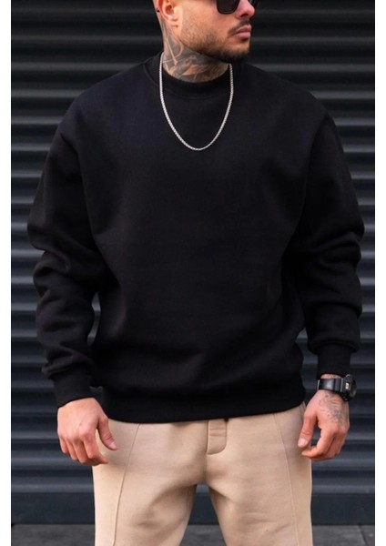 Erkek Oversize Uzun Kol Sıfır Yaka SWEATSHIRT-7098