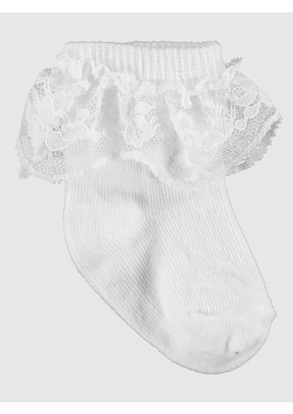 Kız Bebek 2'li Çorap Set 6-18 Ay Beyaz-Pembe