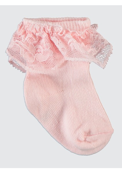 Kız Bebek 2'li Çorap Set 6-18 Ay Beyaz-Pembe