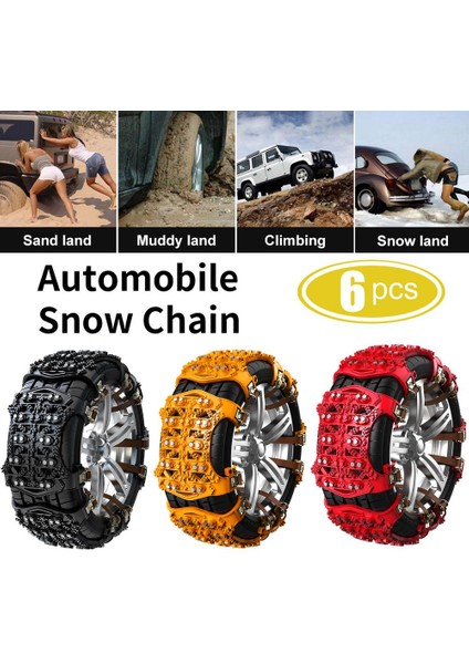 Siyah 6 Adet Kaymaz Kayış Otomobil Tekerlek Zinciri Araba Lastiği Kar Zincirleri Buz Kum Çamurlu Sürüş Için Suv Van Araçlar Için Ücretsiz Depolama Çantası ve Eldiven Ile (Yurt Dışından) fırsatları
