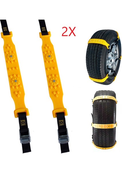2 Adet Araba Kar Lastik Zinciri Arazi Lastiği Kaymayı Önleyici Kar ve Çamur Için Çamur Tuzağı Evrensel Tip Aksesuar (Yurt Dışından)