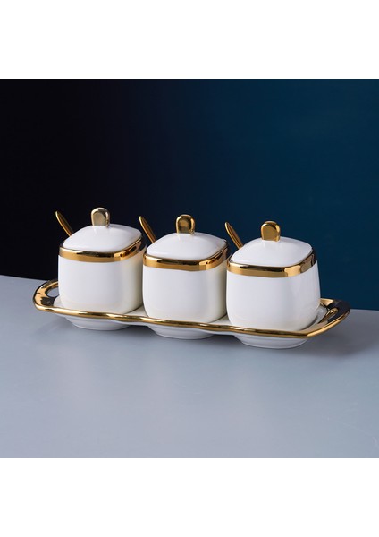 Yüksek Dereceli Seramik Baharat Kavanozu Mutfak Malzemeleri Üç Parçalı Set (Yurt Dışından)