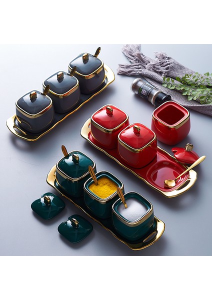 Yüksek Dereceli Seramik Baharat Kavanozu Mutfak Malzemeleri Üç Parçalı Set (Yurt Dışından) modelleri