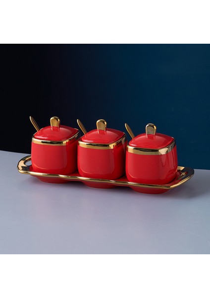 Yüksek Dereceli Seramik Baharat Kavanozu Mutfak Malzemeleri Üç Parçalı Set (Yurt Dışından)