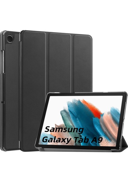 Samsung Galaxy Tab A9 Siyah Deri Tablet Kılıfı (Yurt Dışından)