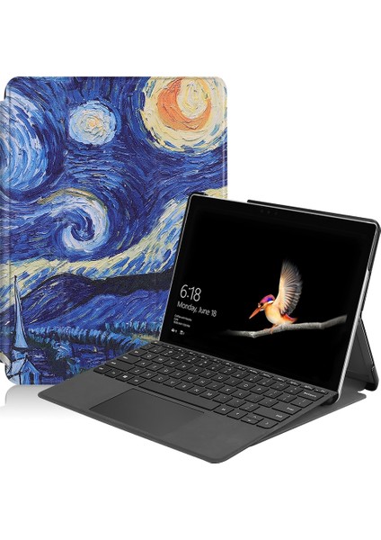 Microsoft Surface Go 10 Inç Stil 6 Için Renkli Boyalı Desenli Pu Kılıf (Yurt Dışından)