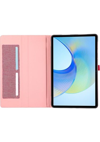 Infinix Xpad Rose Red Için Kumaş Dokulu Pu Tablet Kılıfı (Yurt Dışından)