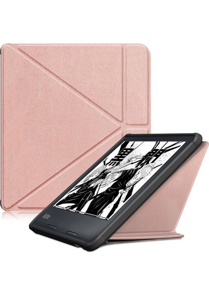 Kobo Libra2 2021 Pembe Altın Için Deri Tablet Kılıfı (Yurt Dışından)