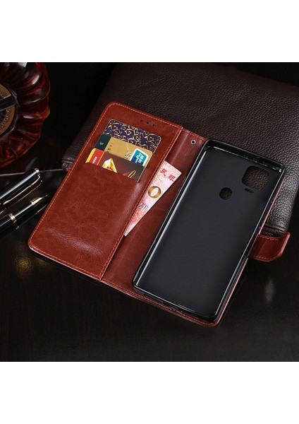 Zte Blade V 2020 Kırmızı Için Idewei Crazy Horse Doku Kılıfı (Yurt Dışından)