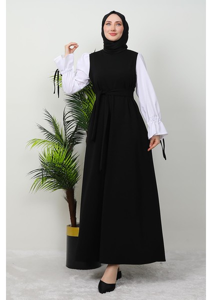 Kol Detay Kuşaklı Elbise Siyah modelleri
