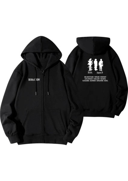 K-Pop Bts Suga August D Tour Streetwear Fermuarlı Sweatshirt Hoodie modelleri
