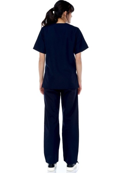 Lacivert Zarf Yaka Hastane Üniforması Kadın Hemşire Üniforması Doktor fiyatları