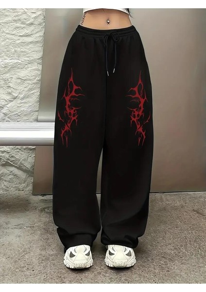 Sokak Tarzı Gothic Baskılı Unisex Baggy Eşofman