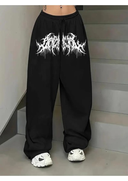 Sokak Tarzı Gothic Baskılı Unisex Baggy Eşofman