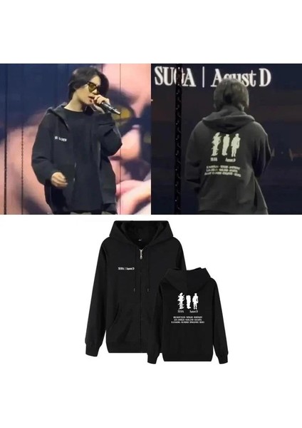 K-Pop Bts Suga August D Tour Streetwear Fermuarlı Sweatshirt Hoodie