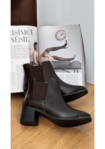 Alvin 5 cm Topuklu Zara Model Kısa Bot Kahve