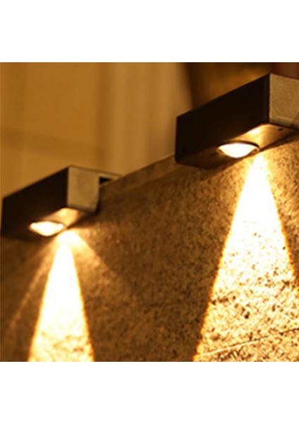 4 Adet Güneş Enerjili Duvar Lambası Güneş Işığı Bahçe Çit Lambası LED Su Geçirmez Güneş Enerjili Merdiven Lambası Yukarı ve Aşağı Avlu Sokak Duvar Lambası (Yurt Dışından)