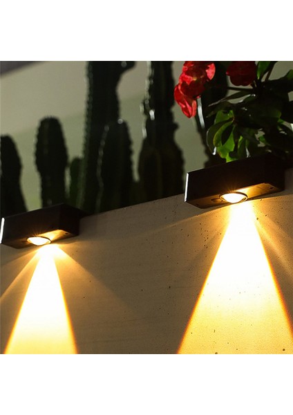 4 Adet Güneş Enerjili Duvar Lambası Güneş Işığı Bahçe Çit Lambası LED Su Geçirmez Güneş Enerjili Merdiven Lambası Yukarı ve Aşağı Avlu Sokak Duvar Lambası (Yurt Dışından)
