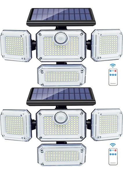 Güneş Enerjili Işıklar Dış Mekan Hareket Sensörü 333 LED Projektör Işıkları, Dışarıda Güneş Enerjili Güvenlik Işıkları, 2 Uzaktan Kumandalı (Yurt Dışından)