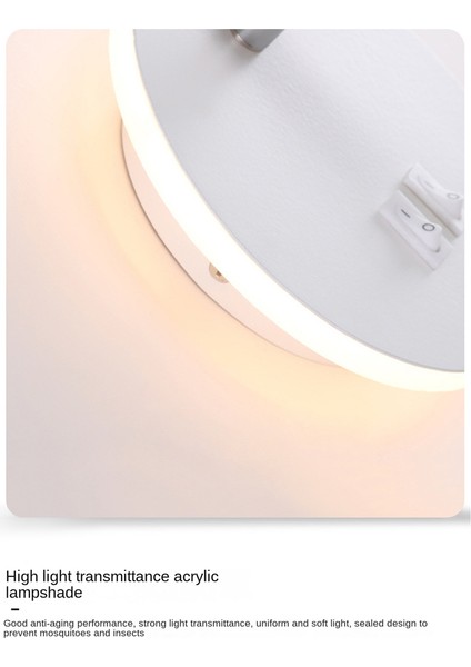 Duvar Işığı Arka Işık USB Şarj 330 Derece Rotasyon Ayarlanabilir Duvar Lambası Başucu Çalışması Okuma Aplik Lambası Beyaz (Yurt Dışından)