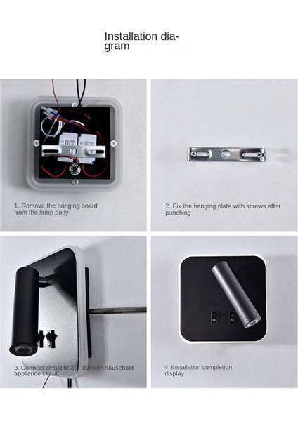 Duvar Işığı Arka Işık USB Şarj 330 Derece Rotasyon Ayarlanabilir Duvar Lambası Başucu Çalışması Okuma Aplik Lambası Beyaz (Yurt Dışından)