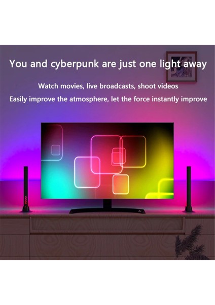 Ambiyans LED Rgb Işık Ses Atmosfer Işığı Tv Duvar Bilgisayar Oyun Pikap Lambası Oyun Oyunu Akıllı Işık (Yurt Dışından)