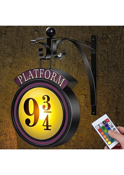 Platform 9 3/4 Gece Lambası Uzaktan Kumanda ile 16 Renk Asılı Oda Dekor Duvar Lambası 9 ¾ Burcu Dekorasyon Duvar Işıkları (Yurt Dışından)