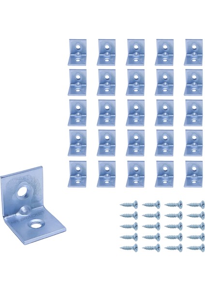 25 ad. L Demir Gönye Köşebent 16x16x16mm - Mobilya Dolap Köşe Sabitleme Birleştirme Bağlantı Aparatı