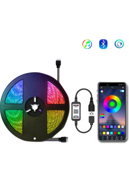 LED Işık Şeridi Su Geçirmez 5050RGB Renkli Bluetooth App 5V Esnek Işık Şeridi Ev Dekorasyon Için Işık Şeridi 1 Metre (Yurt Dışından) fiyatları