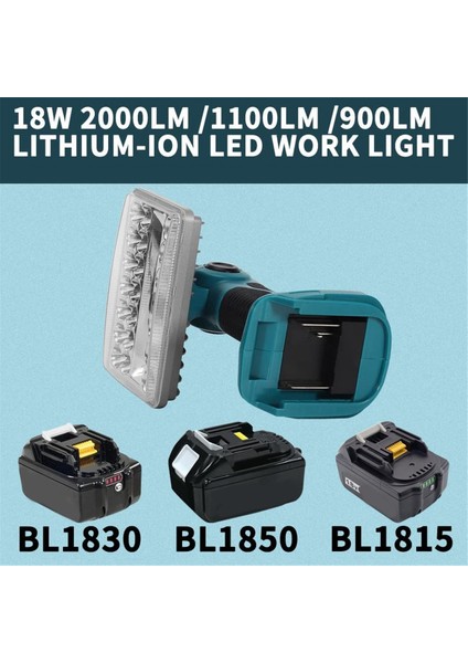 Makita 18V Lityum Pil Için 2000LM LED Çalışma Işığı, Kamp, Acil Durum Için Projektör, Şarj Edilebilir LED El Feneri (Yurt Dışından)