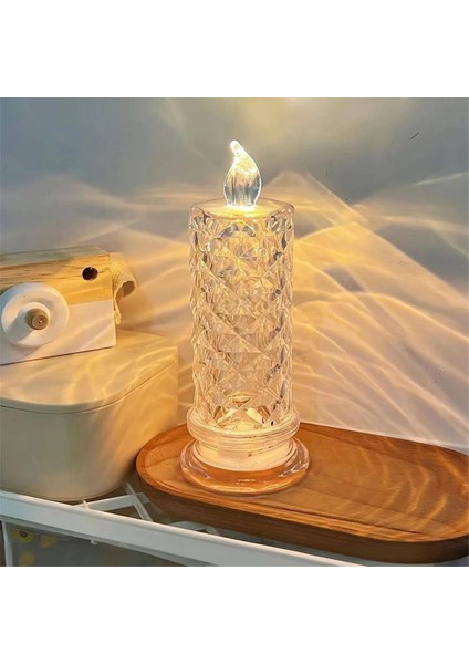 LED Mum Işıkları, Gül Desenli Projeksiyon, Simüle Edilmiş Alevsiz Mum Işıkları, Aile Doğum Günü Düğün Partisi Dekorasyonu (Yurt Dışından)