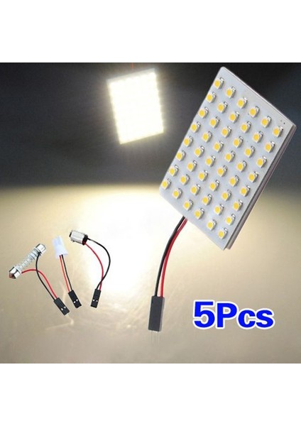 5 Adet Araç Iç Işık Paneli 48 Smd LED T10 BA9S Kubbe Festoon Ampul Adaptörü 12 V Sıcak Beyaz Panel (Yurt Dışından)